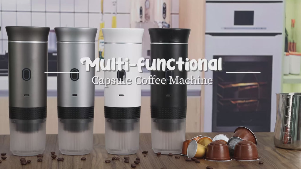 Macchina per caffè espresso portatile elettrica senza fili per auto e casa, campeggio, da viaggio con capsule e in polvere 3 in 1
